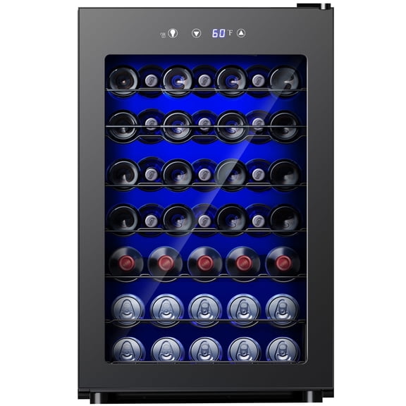 Simzlife 45 Bottle Wine Cooler Refrigerator,Built-in Wine Fridge with Stainless Steel Glass Door, for Home, Kitchen, or Office