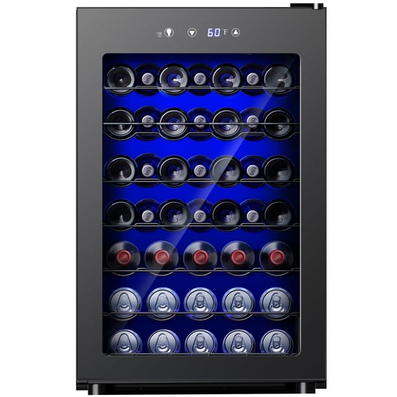 Simzlife 45 Bottles Wine Cooler Refrigerator,Built-in Wine Fridge with Stainless Steel Glass Door, for Home Bar, Kitchen, or Office