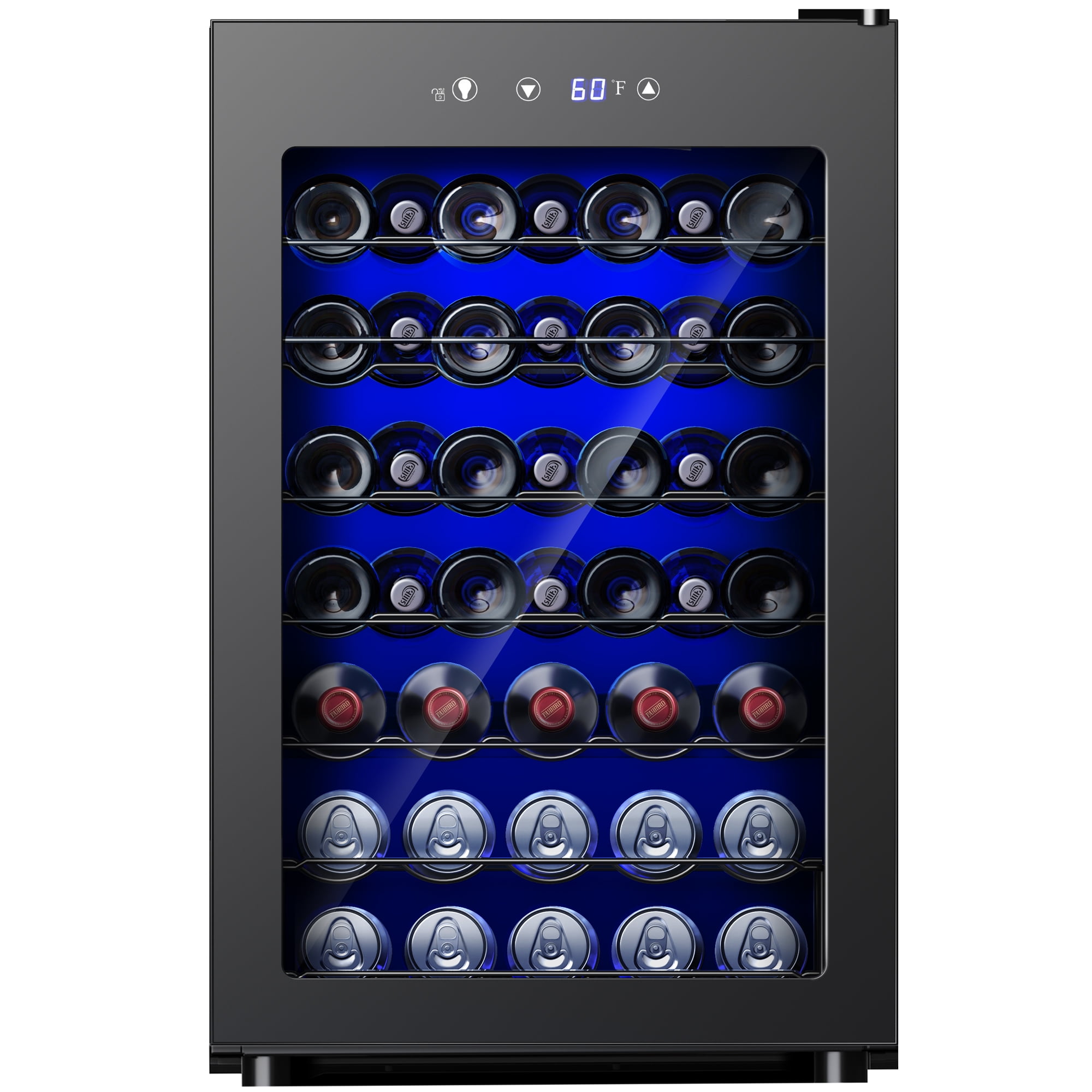 Simzlife 45 Bottle Wine Cooler Refrigerator,Built-in Wine Fridge with Stainless Steel Glass Door, for Home, Kitchen, or Office