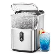 Simzlife Nugget Ice Maker Countertop, 35lbs/24H Portable Sonic Ice Machine with Self-Cleaning, Chewable Pellet Ice Maker for Home Kitchen Office RV, Stainless Steel