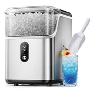Simzlife Nugget Ice Maker Countertop, 35lbs/24H Portable Sonic Ice Machine with Self-Cleaning, Chewable Pellet Ice Maker for Home Kitchen Office RV, Stainless Steel