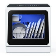 Simzlife Portable Countertop Dishwasher with 5-Liter Built-in Water Tank and Air-Dry Function, 5 Washing Programs, 4 Place Setting