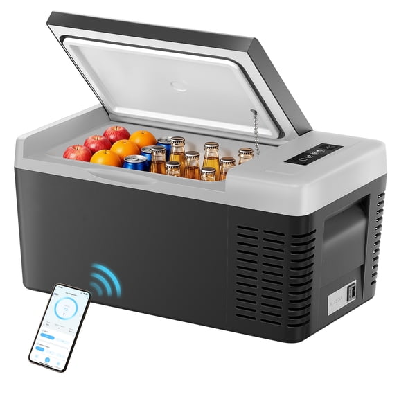 Simzlife 12 Volt 26QT(25L) Portable Car Refrigerator, -4℉~50℉, 12/24V DC & 110-240V AC, Mini Fridge for RV Camping, Travel, Truck, Home, Black