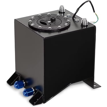 2.5 Gallon Black Drifting Fuel Cell | Coated Aluminum With Level Sender | 10AN