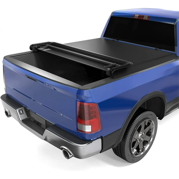 Simzone Hard Quad Fold Truck Bed Tonneau Cover fit for 09-14 Ford F150,5.5 Feet Bed, Black