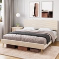 thumbnail image 1 of Simzone King Size Bed Frame with Adjustable Headboard, Upholstered Bed Frame King Wood Slats Support No Box Spring Needed Easy Assembly, off White, 1 of 5