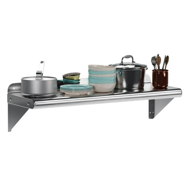 Simzone Stainless Steel Shelf 12" x 36" , 200 lb [NSF Certified] Commercial Metal Wall Mount Shelf with Backplash for Restaurant, Laundry Room, Kitchen and Garage