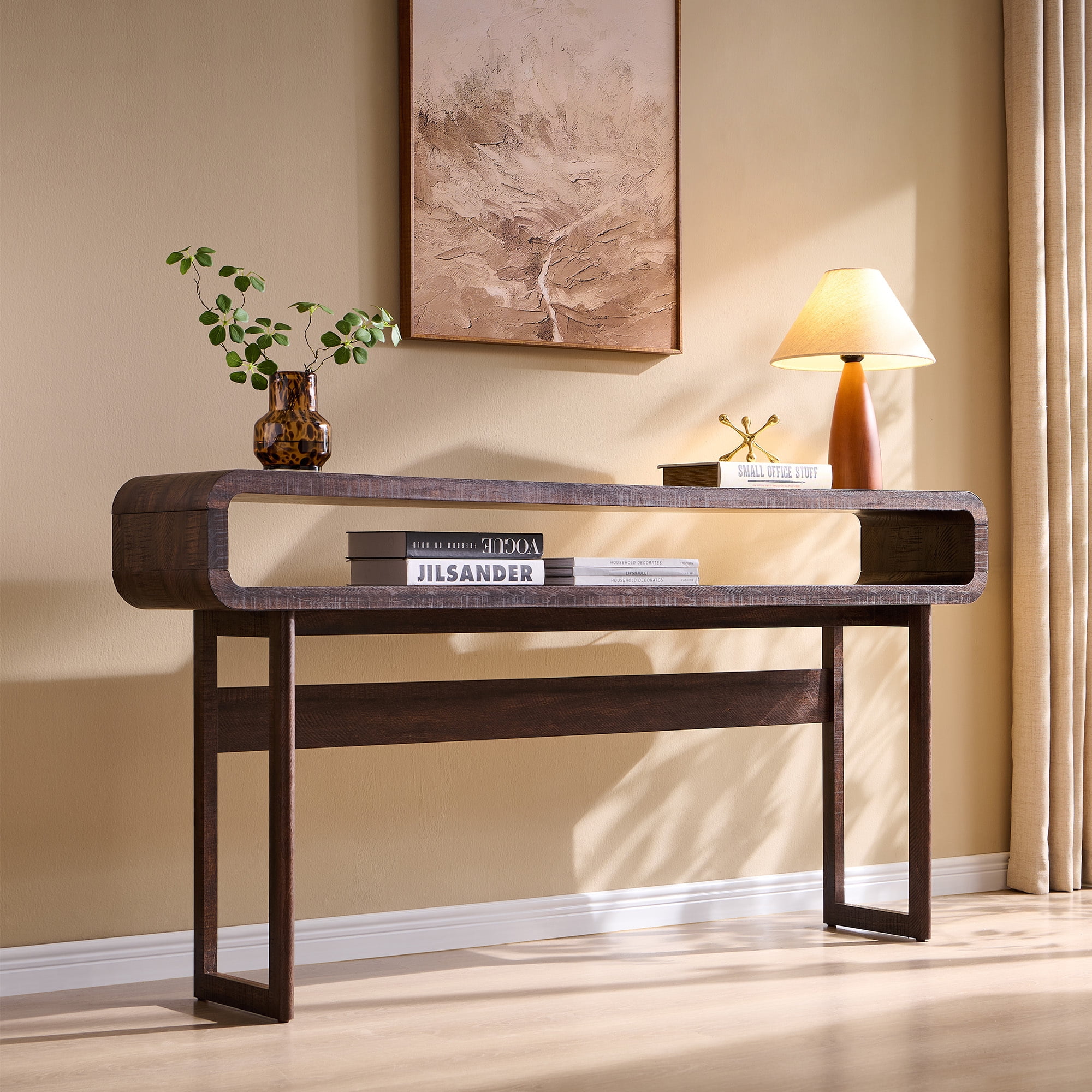 SinCiDo 63" Long Console Table for Entryway w/Open Storage Shelf, Sofa Table Behind Couch, Modern Entryway Table for Living Room, Hallway