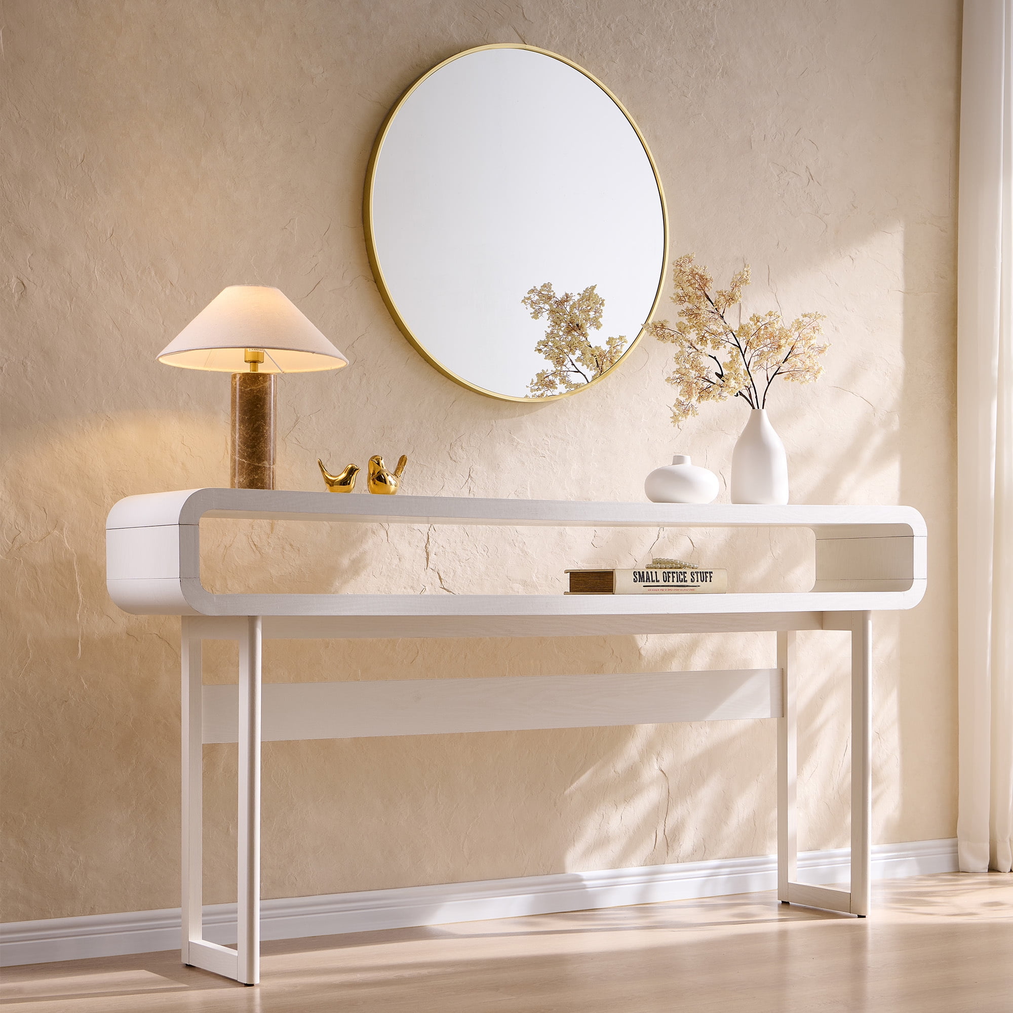 SinCiDo 63" Long Console Table for Entryway w/Open Storage Shelf, Sofa Table Behind Couch, Modern Entryway Table for Living Room, Hallway
