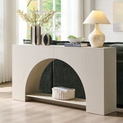 SinCiDo 63 Modern Console Table for Entryway, Arched Long Wood Sofa Table Behind Couch Table for Living Room, Hallway