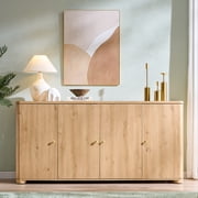 SinCiDo 66W Curved Kitchen Sideboard Cabinet, Modern Buffet Storage Cabinet with 4 Doors and Adjustable Shleves for Kitchen, Dining Room