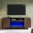 thumbnail image 1 of SinCiDo 70" Modern Fluted Fireplace TV Stand for 80 Inch TV, Entertainment Center w/36'' Electric Fireplace, Wood Media TV Console for Living Room, 1 of 7