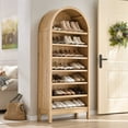 thumbnail image 1 of SinCiDo 71" Arched Shoe Storage Cabinet, Wooden Shoe Organizer Rack for 28 Pairs, 7 Tier, 3 Adjustable Shelves, 1 of 7