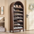 thumbnail image 1 of SinCiDo 71" Arched Shoe Storage Cabinet, Wooden Shoe Organizer Rack for 28 Pairs, 7 Tier, 3 Adjustable Shelves, 1 of 7