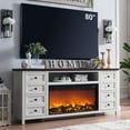 SinCiDo 80 Inch TV Stand with Fireplace, Farmhouse Entertainment Center