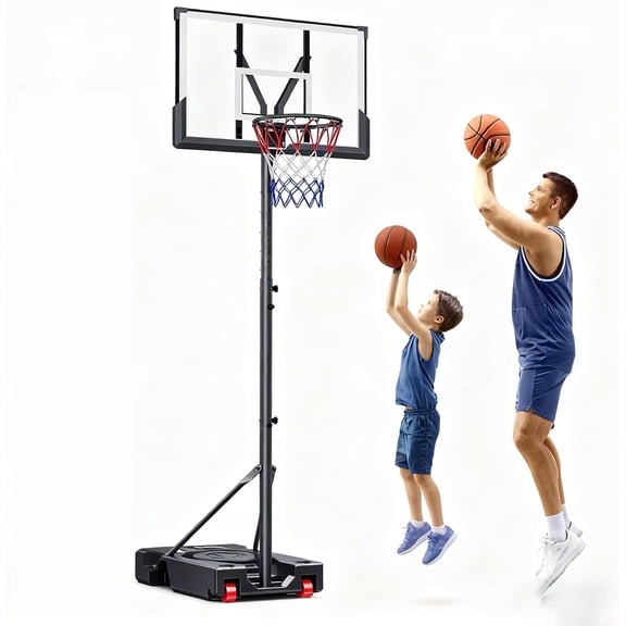 SinCiDo Adjustable Portable Basketball Hoop, 7.5-10FT Height-Adjustable Basketball Goal with 45" Shatterproof Backboard, Wheels for Indoor/Outdoor Use (Yard, Driveway, Court)