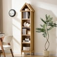 thumbnail image 1 of SinCiDo Angled Arch Bookshelf, 5 Tiers Open Shelves Bookcase and Triangular Top for Living Room, Office, 1 of 6