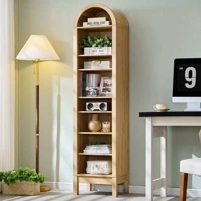 SinCiDo Arched Bookshelf 8-Tier Open Shelf Bookcase