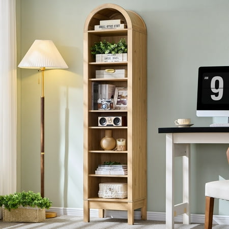 SinCiDo Arched Bookshelf, 8-Tier Open Shelf Bookcase, Medium Density Fiberboard