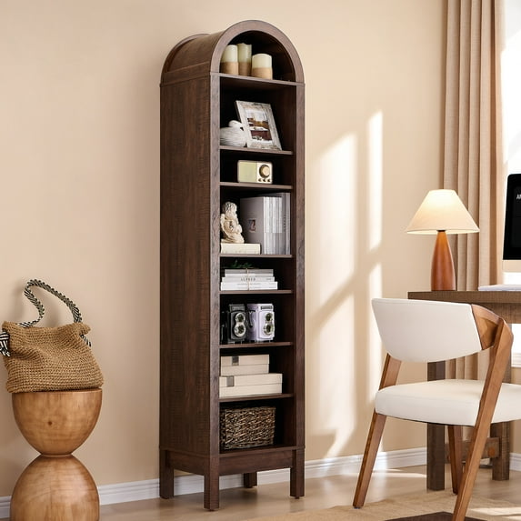 SinCiDo Arched Bookshelf, 8-Tier Open Shelf Bookcase, Medium Density Fiberboard