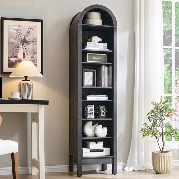 SinCiDo Arched Bookshelf, 8-Tier Open Shelf Bookcase, Medium Density Fiberboard