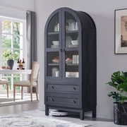 SinCiDo Arched Kitchen Pantry Storage Cabinet, 71 Tall Wood Pantry Shelves with 2 Doors & 2 Large Drawers for Dining Room Living Room