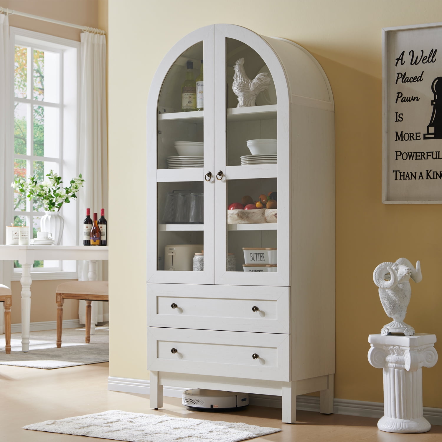 SinCiDo Arched Kitchen Pantry Storage Cabinet, 71-