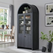 SinCiDo Arched Kitchen Pantry Storage Cabinet, 71" Tall Wood Storage Cabinet with 4 Doors and 6 Shelves for Dining Room Living Room