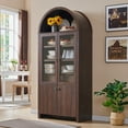 thumbnail image 1 of SinCiDo Arched Kitchen Pantry Storage Cabinet, 71" Tall Wood Storage Cabinet with 4 Doors and 6 Shelves for Dining Room Living Room, 1 of 8