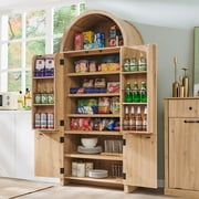 SinCiDo Arched Pantry Storage Cabinet with 4 Fluted Wood Doors, 71" Modern Kitchen Organizer with 6 Doors Shelves & Adjustable Shelves, Versatile Cupboard for Kitchen Dining Room