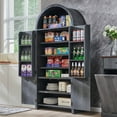 thumbnail image 1 of SinCiDo Arched Pantry Storage Cabinet with 4 Fluted Wood Doors, 71" Modern Kitchen Organizer with 6 Doors Shelves & Adjustable Shelves, Versatile Cupboard for Kitchen Dining Room, 1 of 8