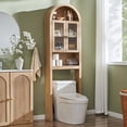 thumbnail image 1 of SinCiDo Arched Over The Toilet Storage Cabinet, Modern Bathroom Shelf Over Toilet with Acrylic Doors, Wooden Bathroom Space Saver Organizer above Toilet with Adjustable Shelf, 1 of 8