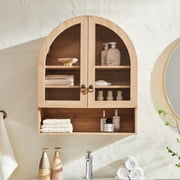 Aitjunz Bathroom Medicine Cabinet with Doors, Arched Wall Mounted Cabinet w/ Adjustable Shelves and Open Shelf, over The Toilet Storage Cabinet