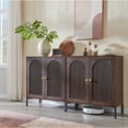 thumbnail image 1 of SinCiDo Buffet Cabinet with Storage, 61.75" W Wooden Arched Sideboard Cabinet with/Adjustable Shelf, Fluted Accent Cabinet for Dining Room, Kitchen, 1 of 8