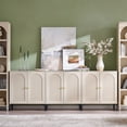 thumbnail image 1 of SinCiDo Buffet Cabinet with Storage, 92.63" W Wooden Arched Sideboard Cabinet with/Adjustable Shelf, Fluted Accent Cabinet for Dining Room, Kitchen, 1 of 9