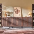 thumbnail image 1 of SinCiDo Buffet Cabinet with Storage, 92.63" W Wooden Arched Sideboard Cabinet with/Adjustable Shelf, Fluted Accent Cabinet for Dining Room, Kitchen, 1 of 8
