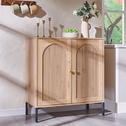 SinCiDo Buffet Cabinet with Storage, 34 Tall Wooden Arched Sideboard Cabinet with/Adjustable Shelf, Fluted Accent Cabinet for Dining Room, Kitchen