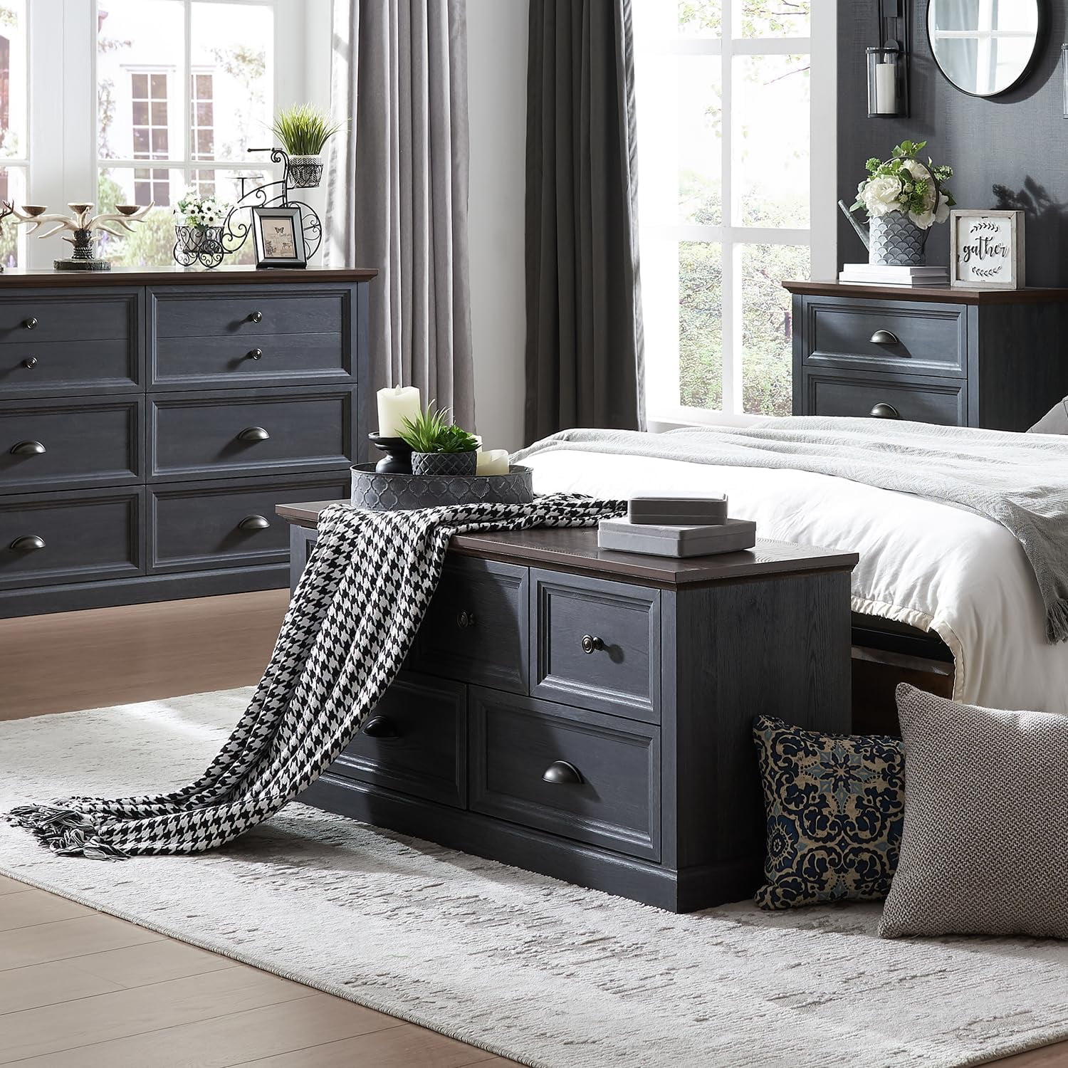 SinCiDo 5 Drawer Dresser for Bedroom, Farmhouse Chest of Drawers, Wood Tall Large Organizer Storage, Drawer for Living Room