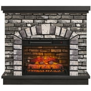 SinCiDo Electric Fireplace with Mantel for 42" TV Stand, Floor Standing Electric Indoor Fireplace