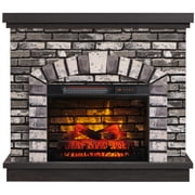 Aitjunz Electric Fireplace with Mantel for 42" TV Stand, Floor Standing Electric Indoor Fireplace