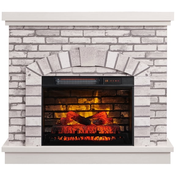 SinCiDo Electric Fireplace with Mantel for 42" TV Stand, Floor Standing Electric Indoor Fireplace