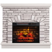 Aitjunz Electric Fireplace with Mantel for 42" TV Stand, Floor Standing Electric Indoor Fireplace