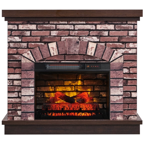 Aitjunz Electric Fireplace with Mantel for 42" TV Stand, Floor Standing Electric Indoor Fireplace