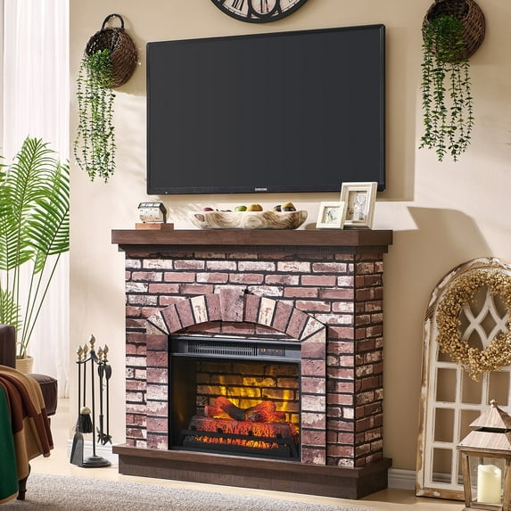 SinCiDo Electric Fireplace with Mantel for 42" TV Stand, Remote Control, Adjustable Flame, 1400W