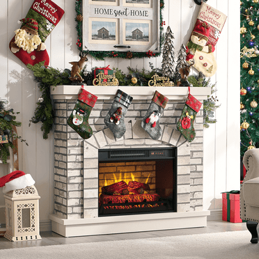 SinCiDo Electric Fireplace with Mantel for 42" TV Stand, Remote Control, Adjustable Flame, 1400W