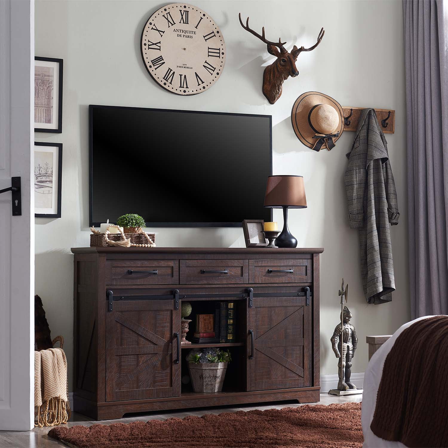Brown farmhouse tv stand discount