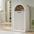 thumbnail image 1 of SinCiDo Fluted Arched Tilt-Out Trash Can Cabinet, 10 Gallon Hidden Garbage Can with Storage Basket for Kitchen, Living Room, White, 1 of 7