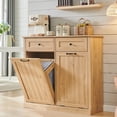 thumbnail image 1 of SinCiDo Kitchen Double Tilt Out Trash Can Cabinet, 20 Gallon Farmhouse Wooden Trash Garbage Can with Drawer, 1 of 7