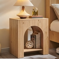 SinCiDo Modern Arched Nightstand with Charging Station, Bedside Table with Open Shelf Storage for Bedroom, Living Room