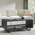 thumbnail image 1 of SinCiDo Modern Coffee Table with Storage Shelf, 2-Tier Wooden Rectangular Minimalist Center Table, Curved Profile Design for Living Room, Office, Grey, 1 of 7